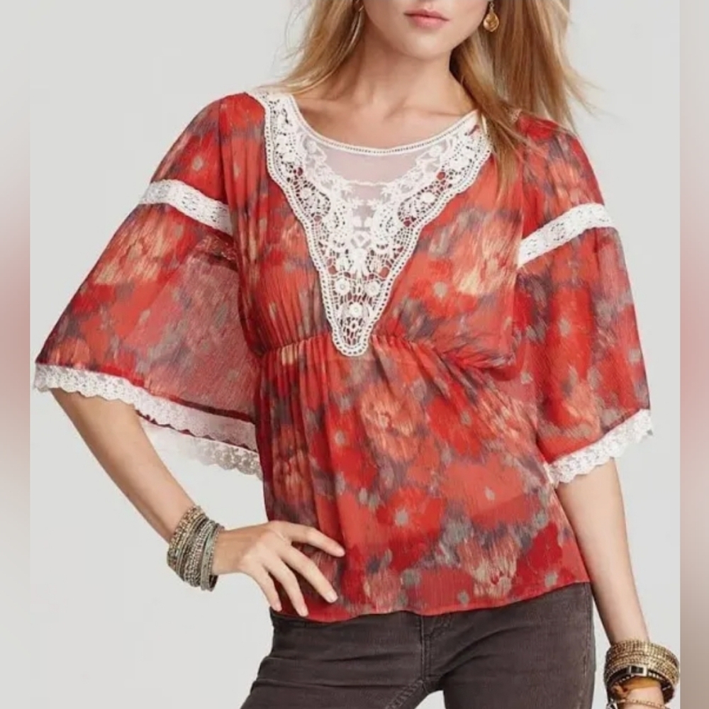 NWOT Free People Daydreamer Embroidered Top Size Large